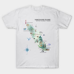 Illustrated Map of Vancouver Island T-Shirt